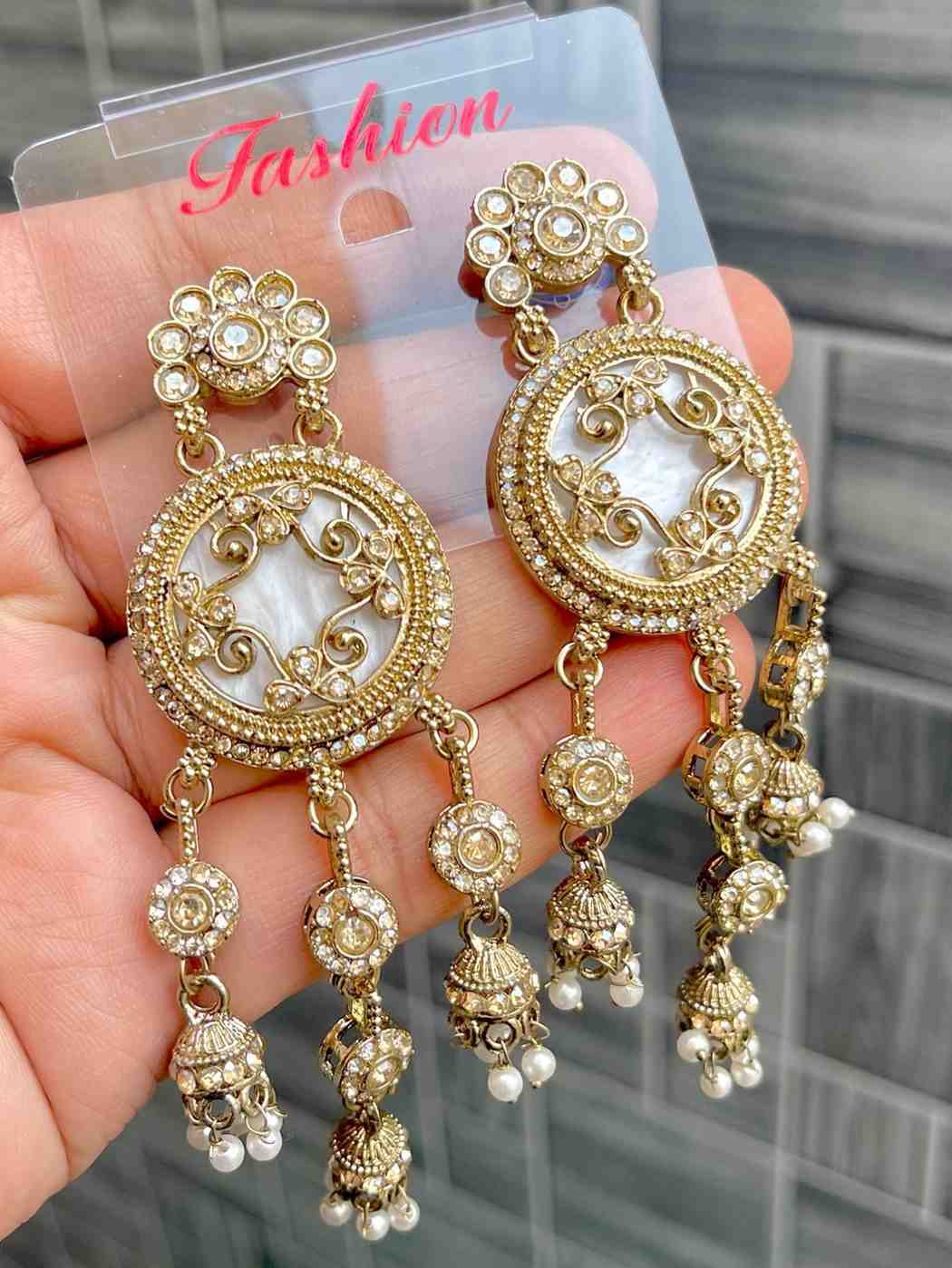 Beautiful Premium Quality Mop Work Kundan Hanging Earrings….