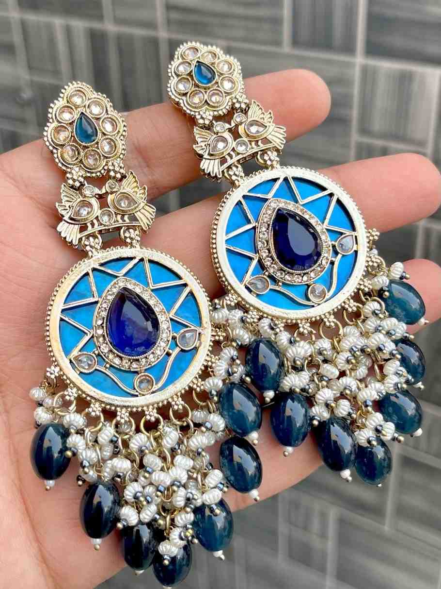 Beautiful Premium Quality Reverse Ad Stone Work Statement Earrings....