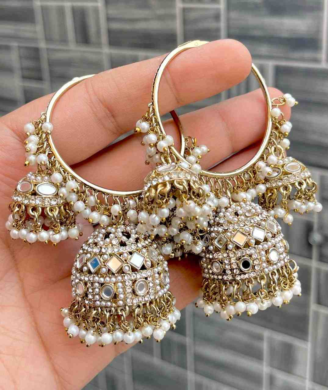 Beautiful Premium Quality Mirror Bali Jhumka....