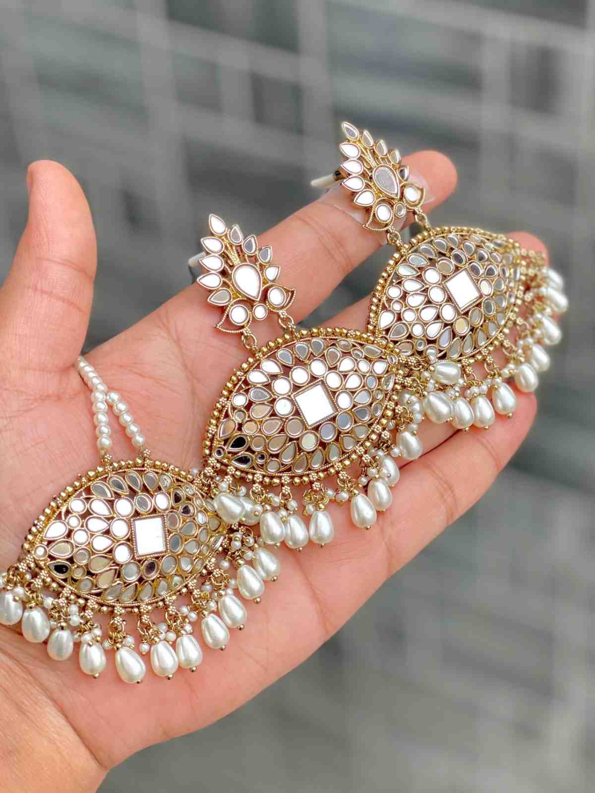 Beautiful Premium Quality Mirror ? Work Earrings And Tika…