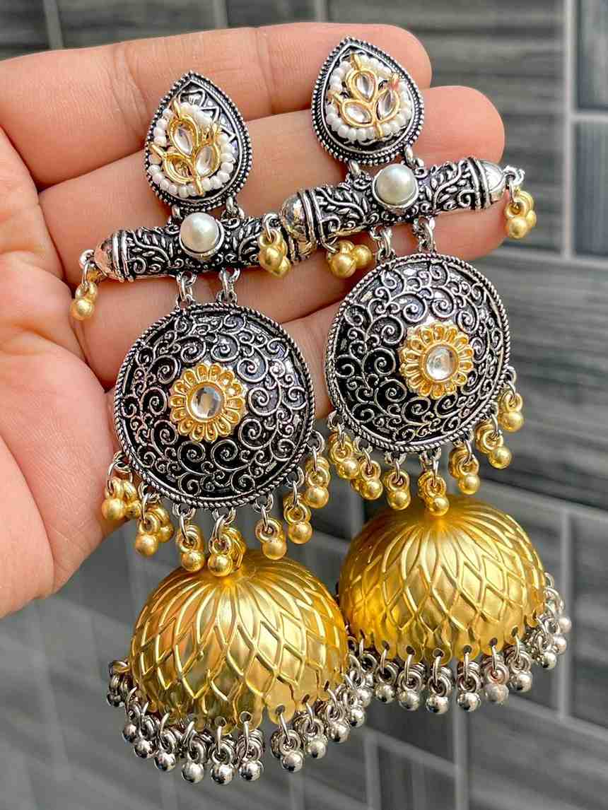 Beautiful Premium Quality Light Weight Oxidised Jhumka..