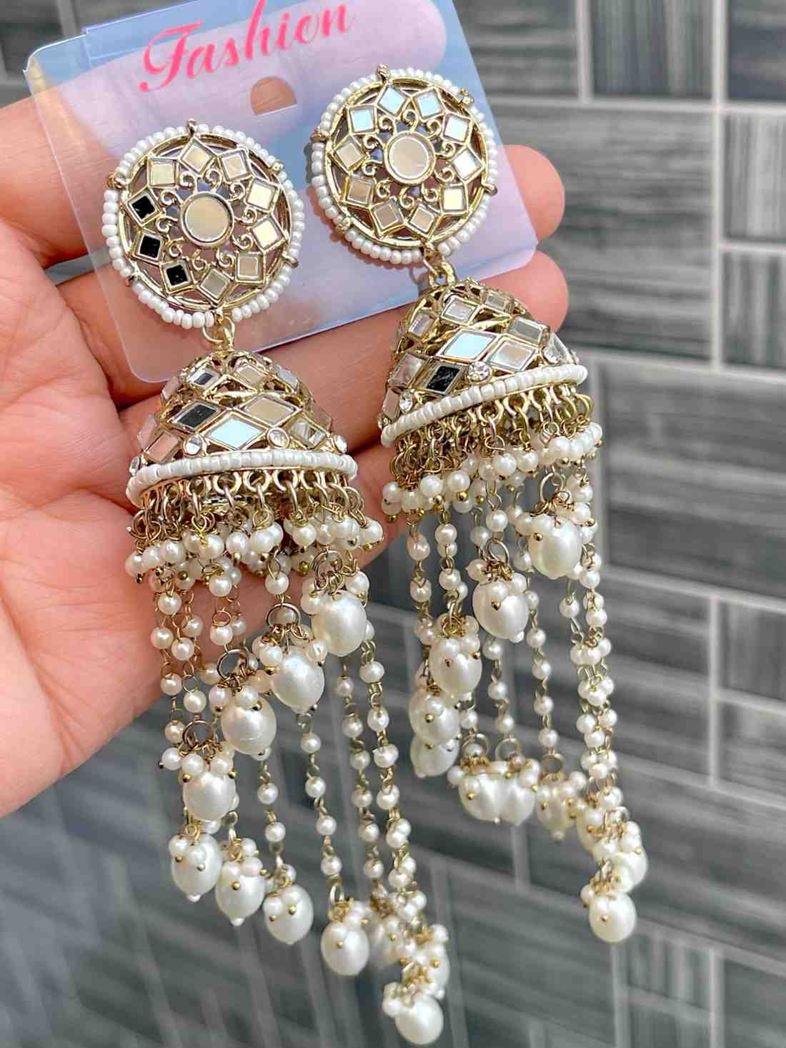 Beautiful Premium Quality Mirror Work Jhumka…
