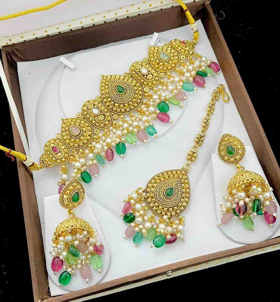 Beautiful Premium Quality Gold Plated Necklace With Beautiful Jhumkie And Tika….