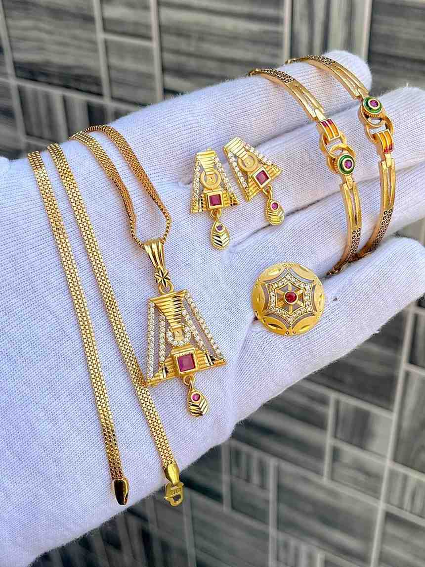 Beautiful Premium Quality Gold Plated Pendant With Tops And Adjustable Ring With Bangle Combo.... Si