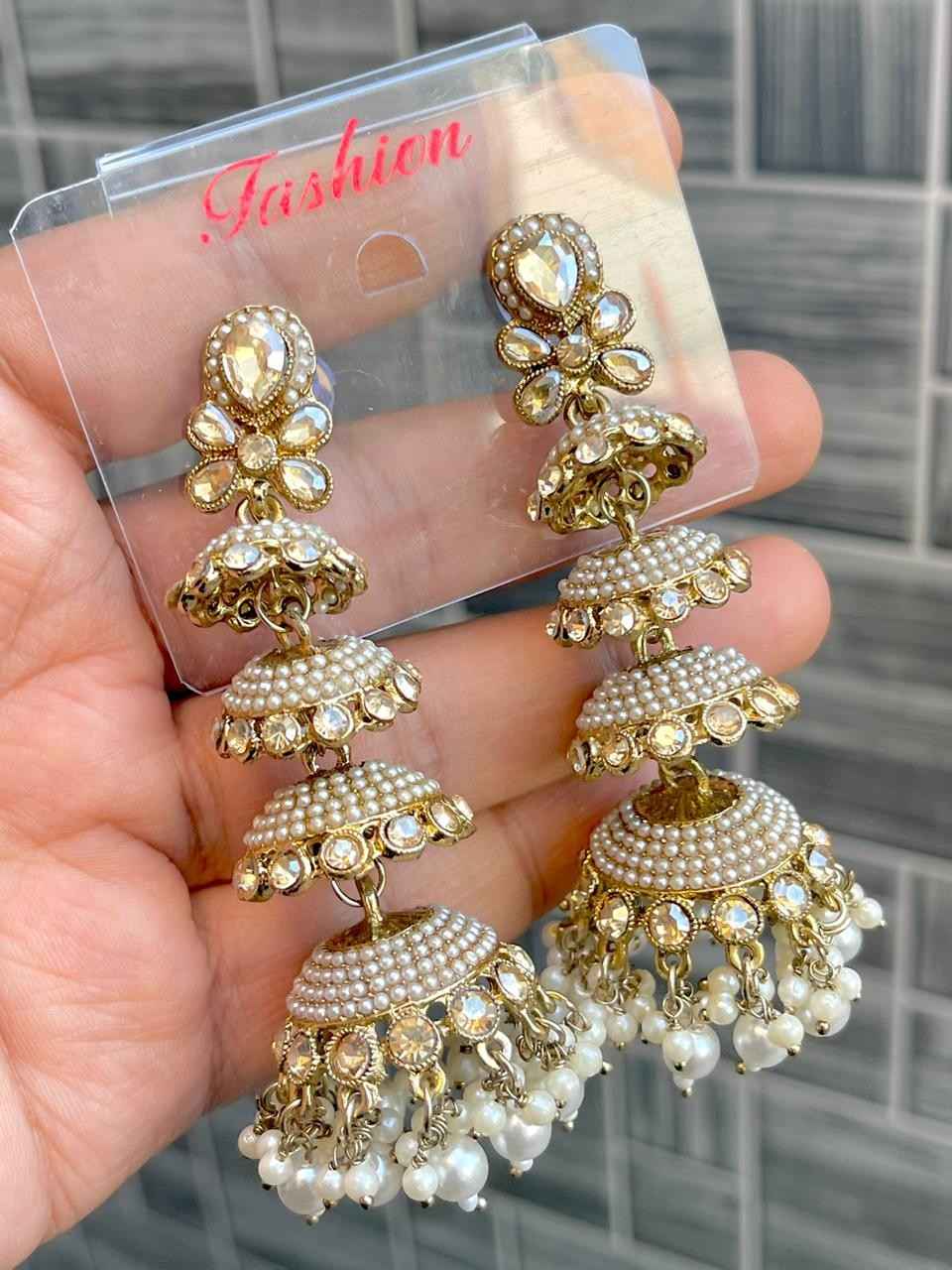 Beautiful Premium Quality  Reverse Ad Stone Work 4 Step Jhumkie….