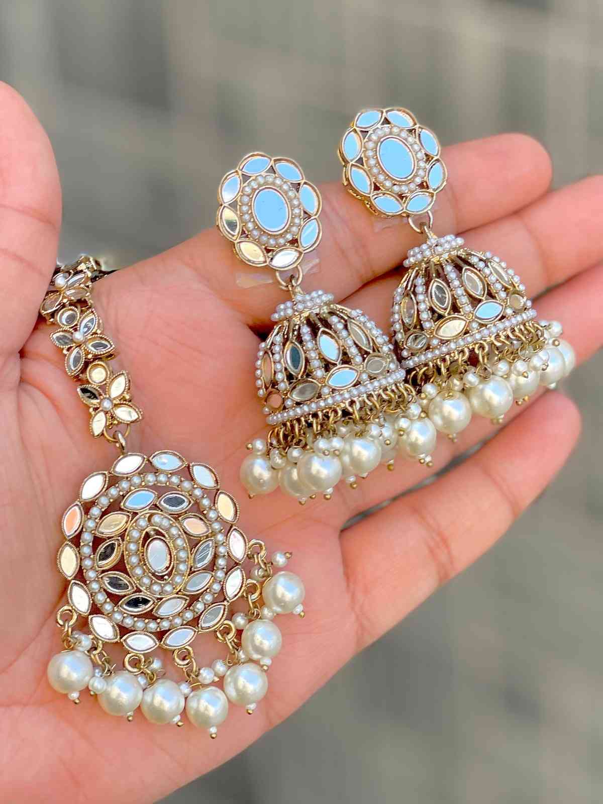 Beautiful Premium Quality Reverse Ad Pakistani Work Jhumka With Big Size Tika….