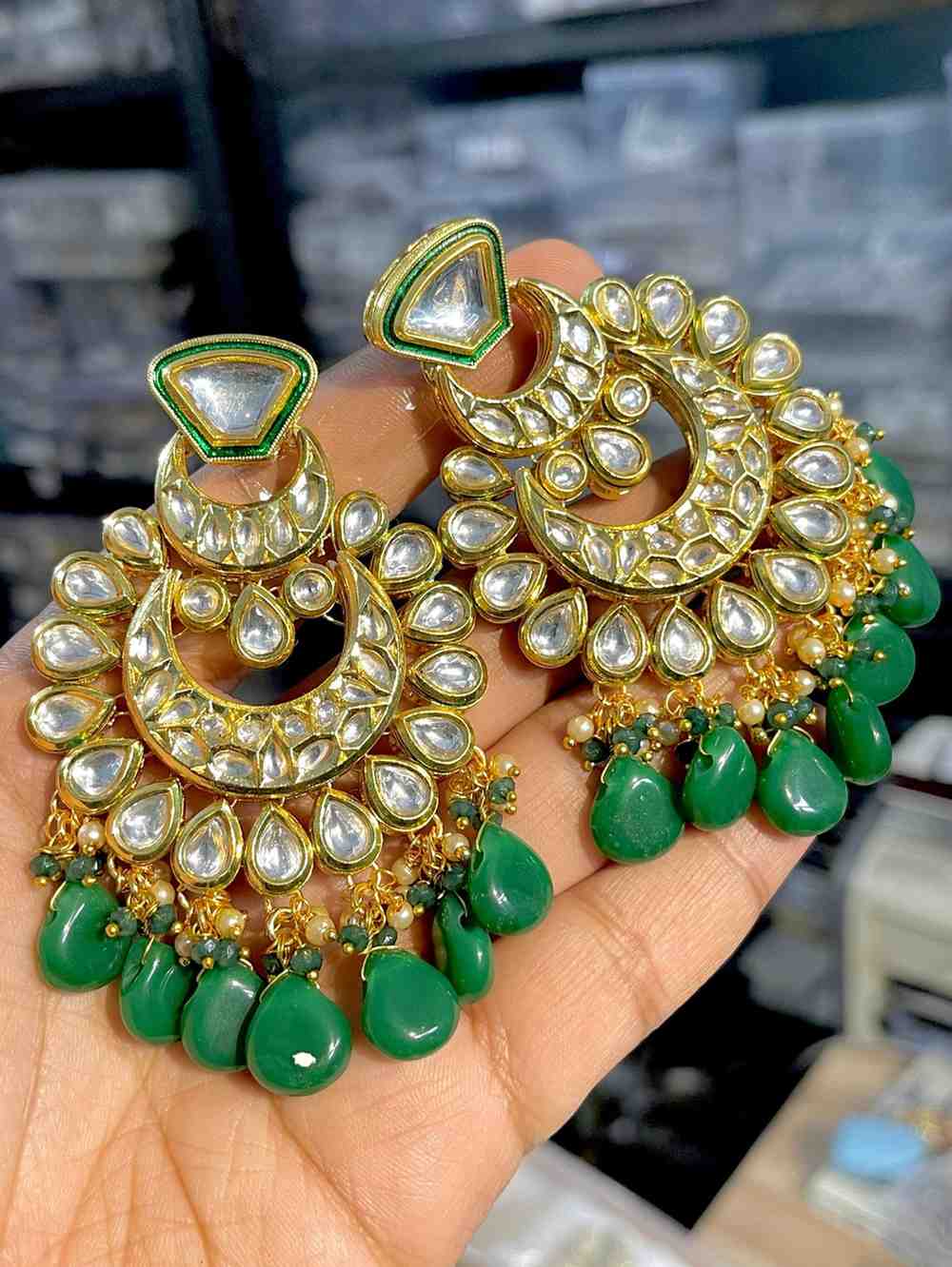 Beautiful Premium Quality Back Meenakari Kundan Statement Earrings...