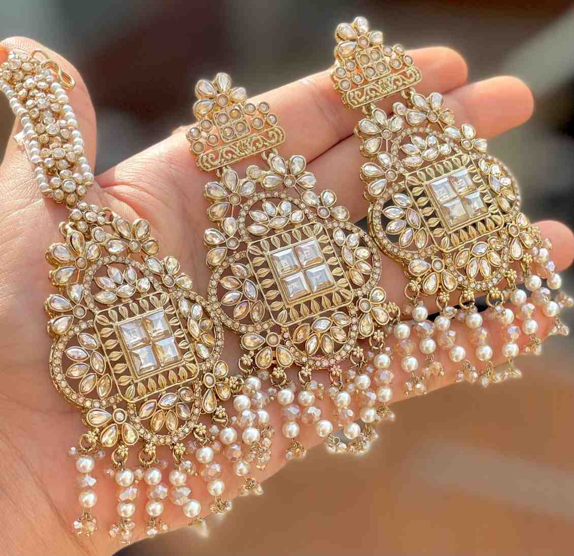 Beautiful Premium Quality  Reverse Ad Stone Work  Earrings And Tika....