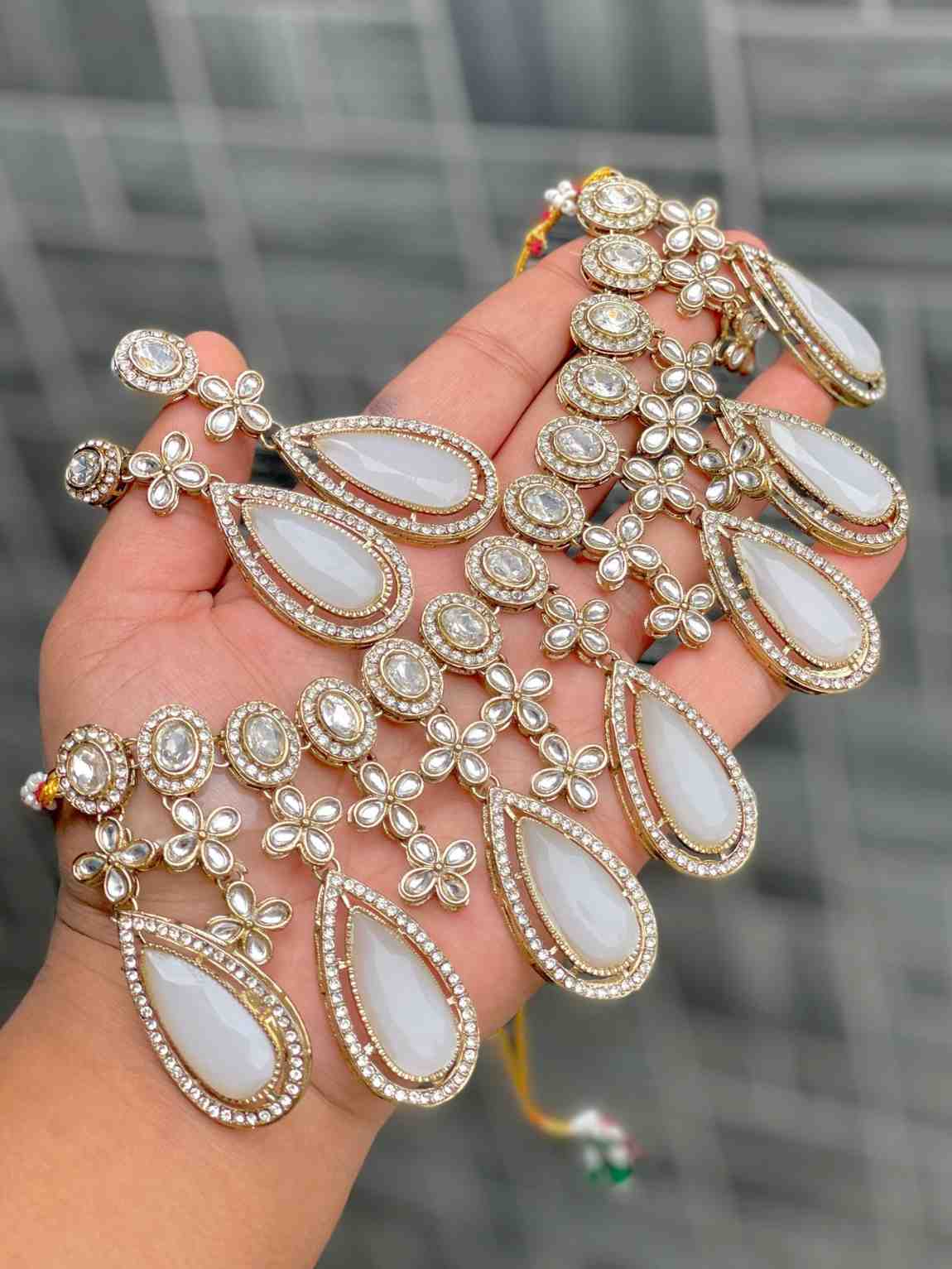 Beautiful Premium Quality Kundan Necklace With Beautiful Statement  long Earrings....