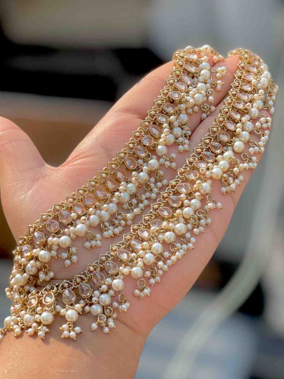Beautiful Premium Quality Reverse Ad Stone  Work Pakistani  Payal Pair...