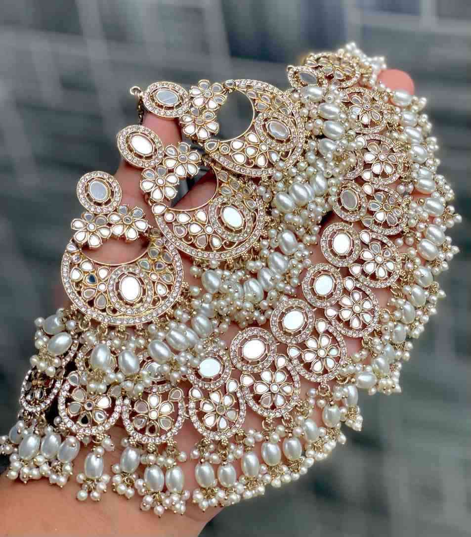 Beautiful Premium Quality Mirror Work Necklace With Beautiful  Earrings And Tika…..