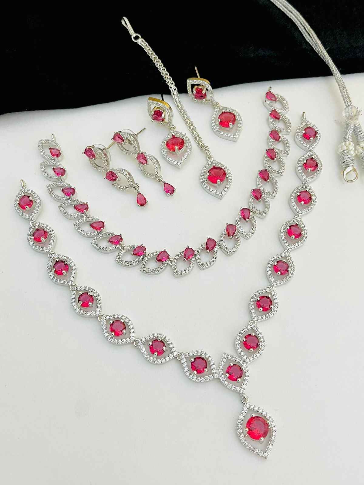 Beautiful Premium Quality American Diamond 2 Pc’s Necklace Combo Sets.... Offer Price