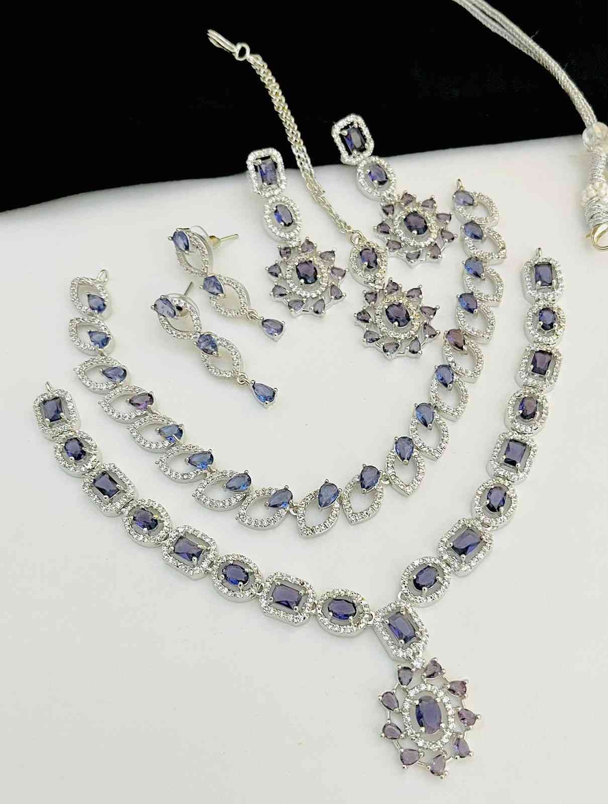 Beautiful Premium Quality American Diamond 2 Pc’s Necklace Combo Sets.... Offer Price