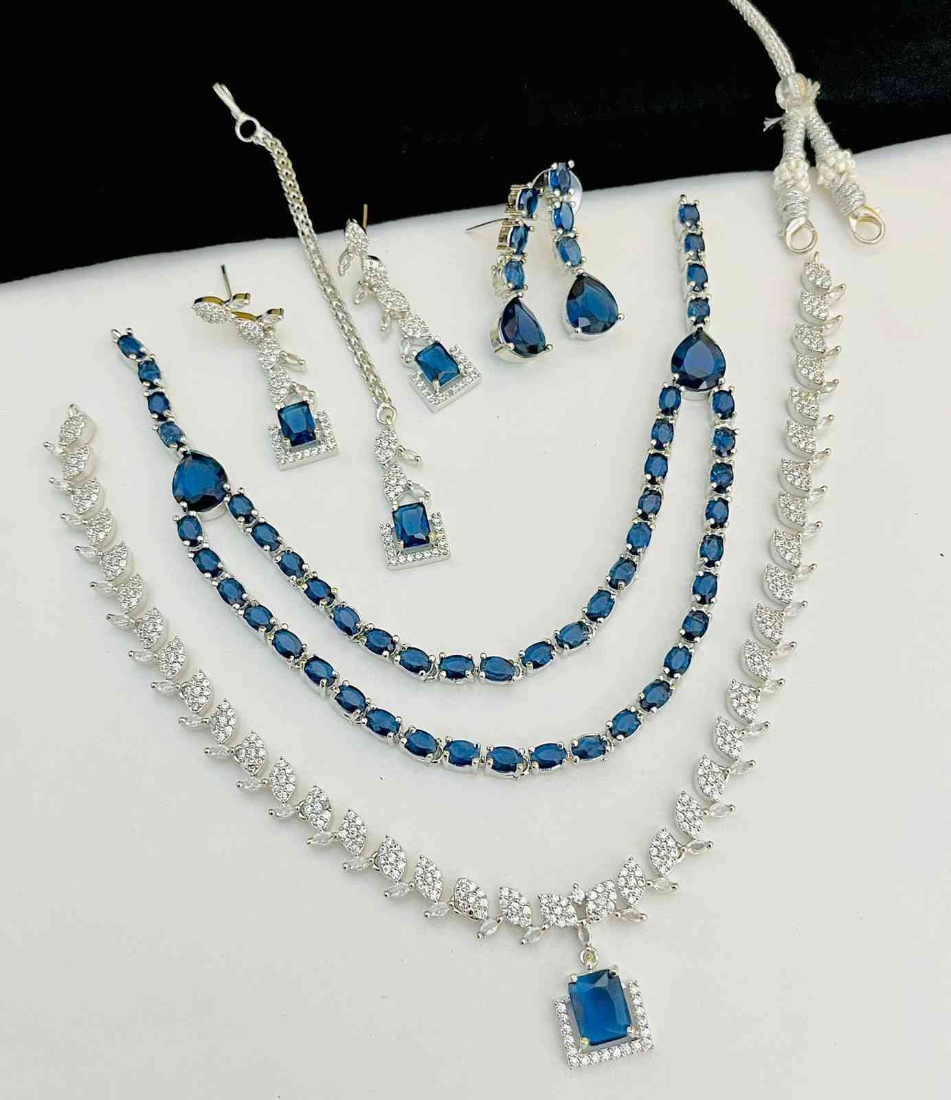 Beautiful Premium Quality American Diamond 2 Pc’s Necklace Combo Sets.... Offer Price