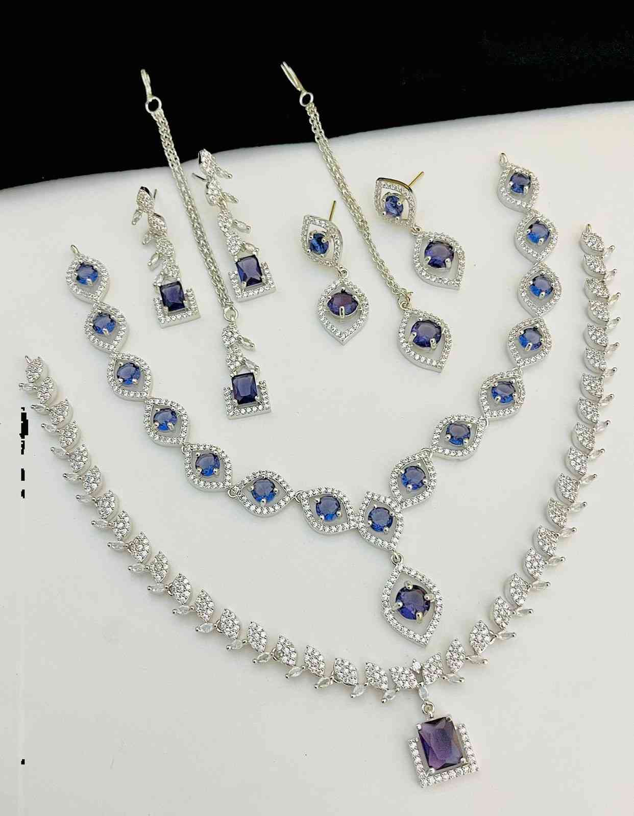 Beautiful Premium Quality American Diamond 2 Pc’s Necklace Combo Sets.... Offer Price