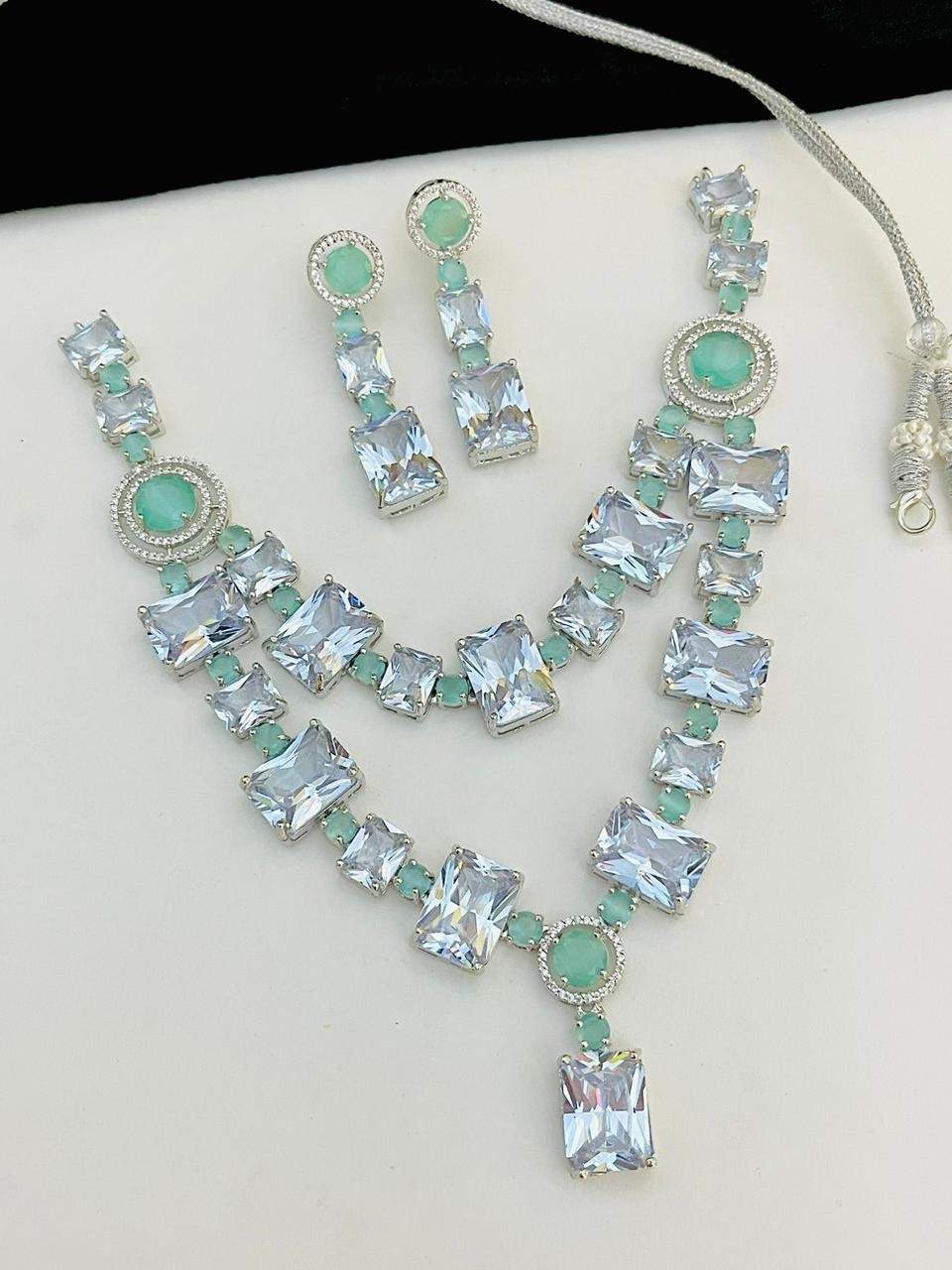 Beautiful Premium Quality American Diamond Necklace With Beautiful  Earrings.... All Offer Price
