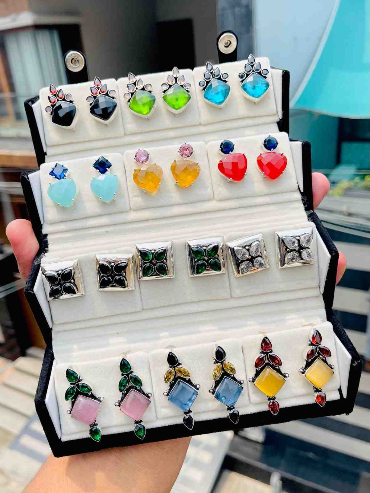 Beautiful Premium Quality 92.5 Sterling Silver Polish Original German Silver Studs Pack Of 12 Pairs.