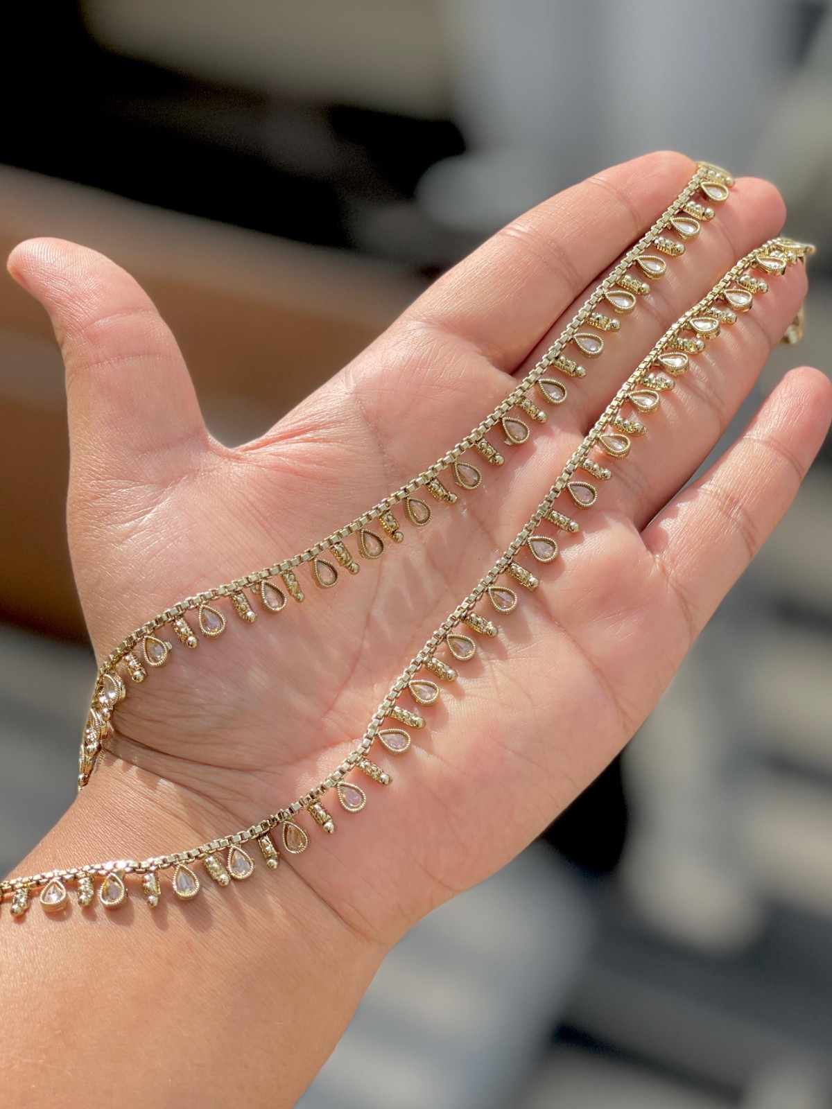 Beautiful Premium Quality Reverse Ad Stone  Work Brass  Payal Pair...
