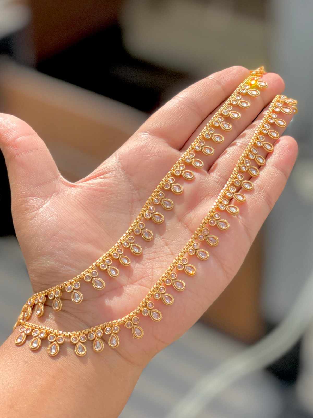 Beautiful Premium Quality Reverse Ad Stone  Work Brass  Payal Pair...