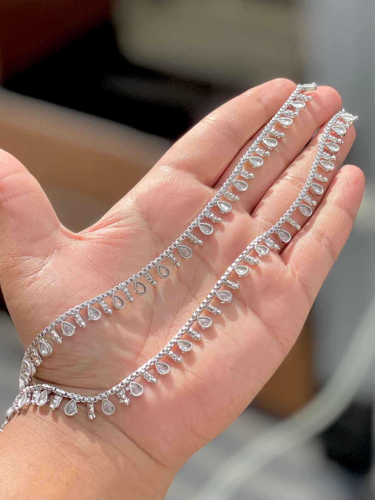Beautiful Premium Quality Reverse Ad Stone  Work Brass  Payal Pair...
