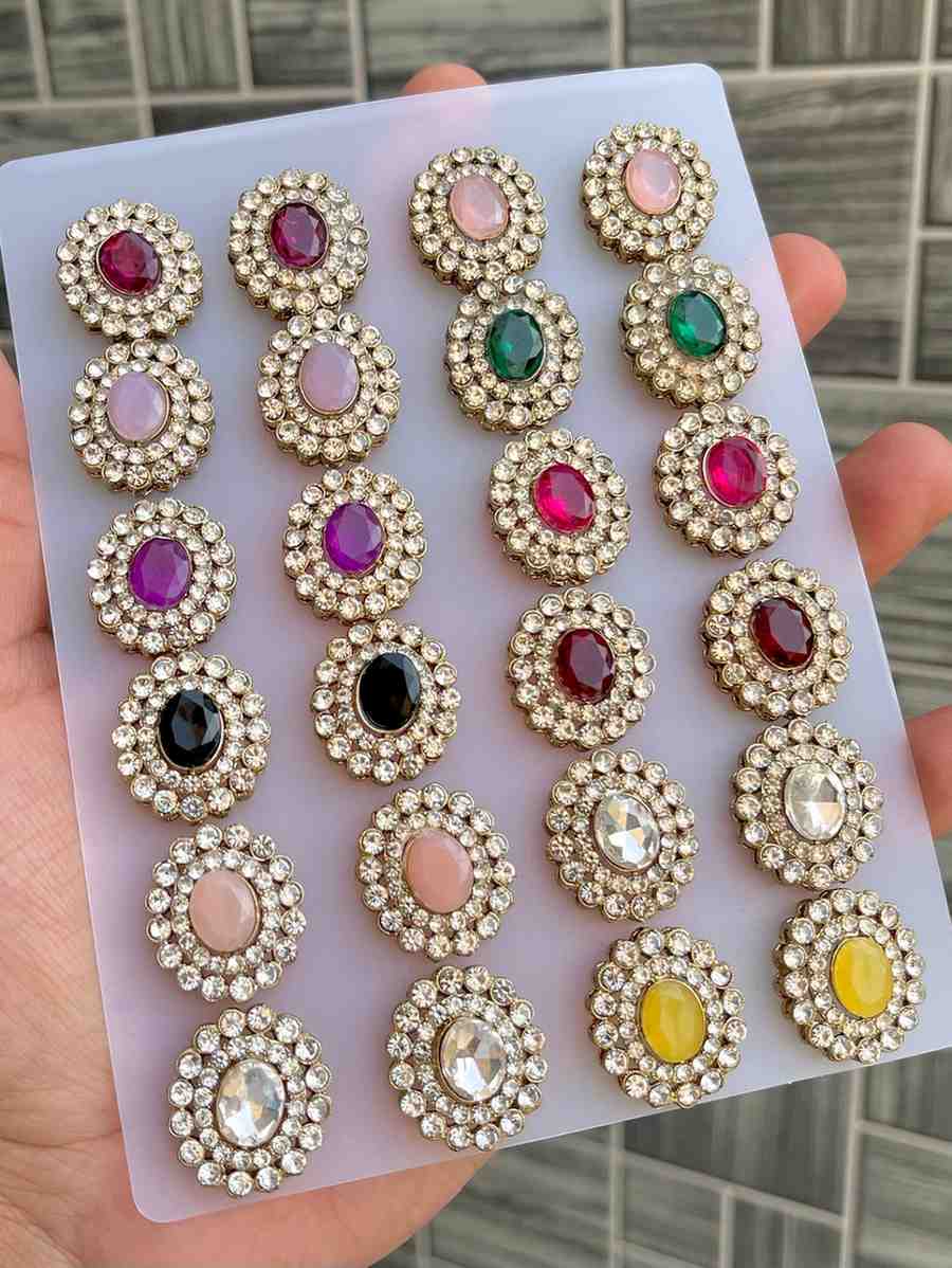 Beautiful Premium Quality Kundan Studs Pack Of 12 Pairs…
