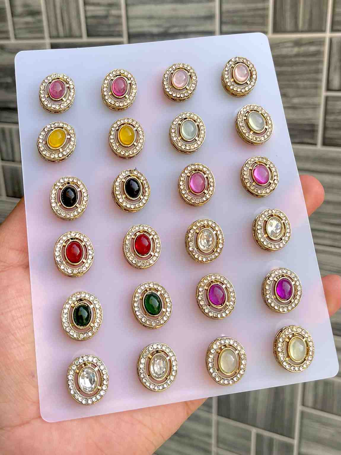 Beautiful Premium Quality Kundan Studs Pack Of 12 Pairs…