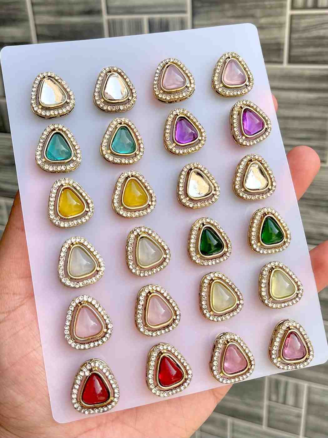 Beautiful Premium Quality Kundan Studs Pack Of 12 Pairs…