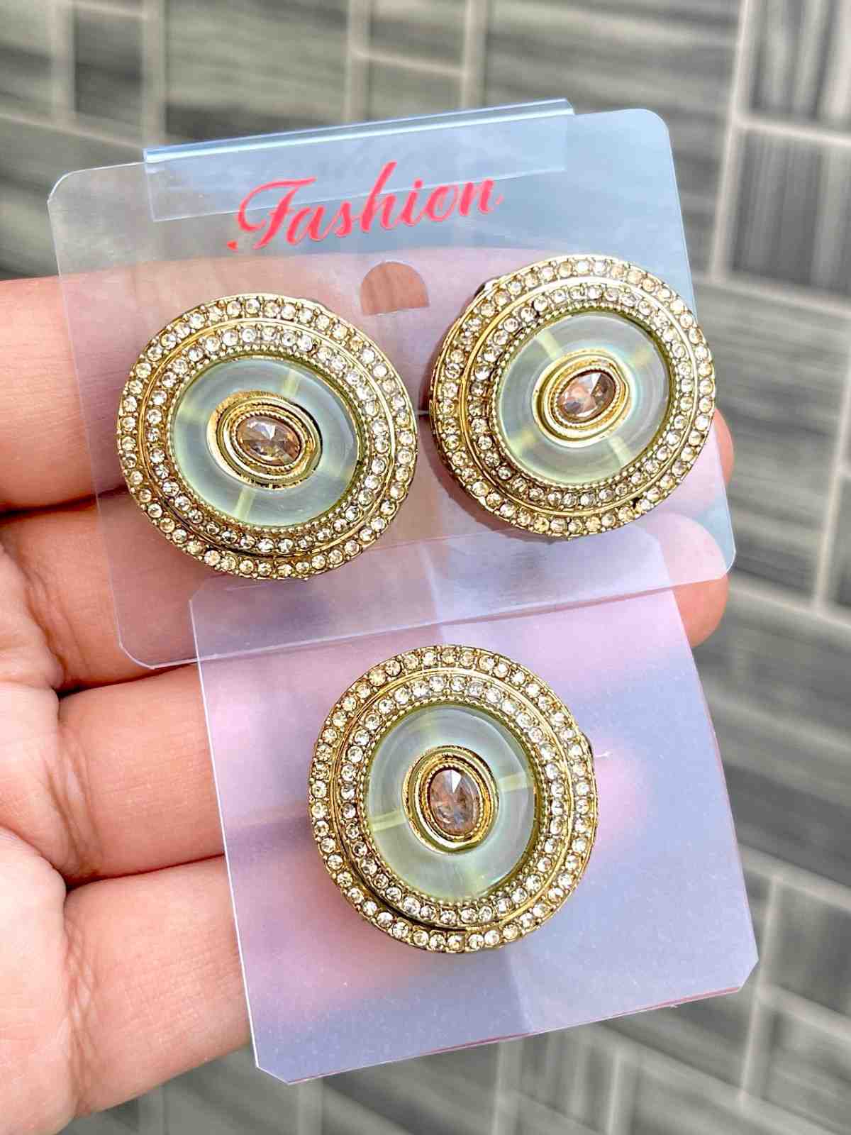 Beautiful Premium Quality Reverse Ad Stone Work  Earrings And Adjustable Ring Combo.