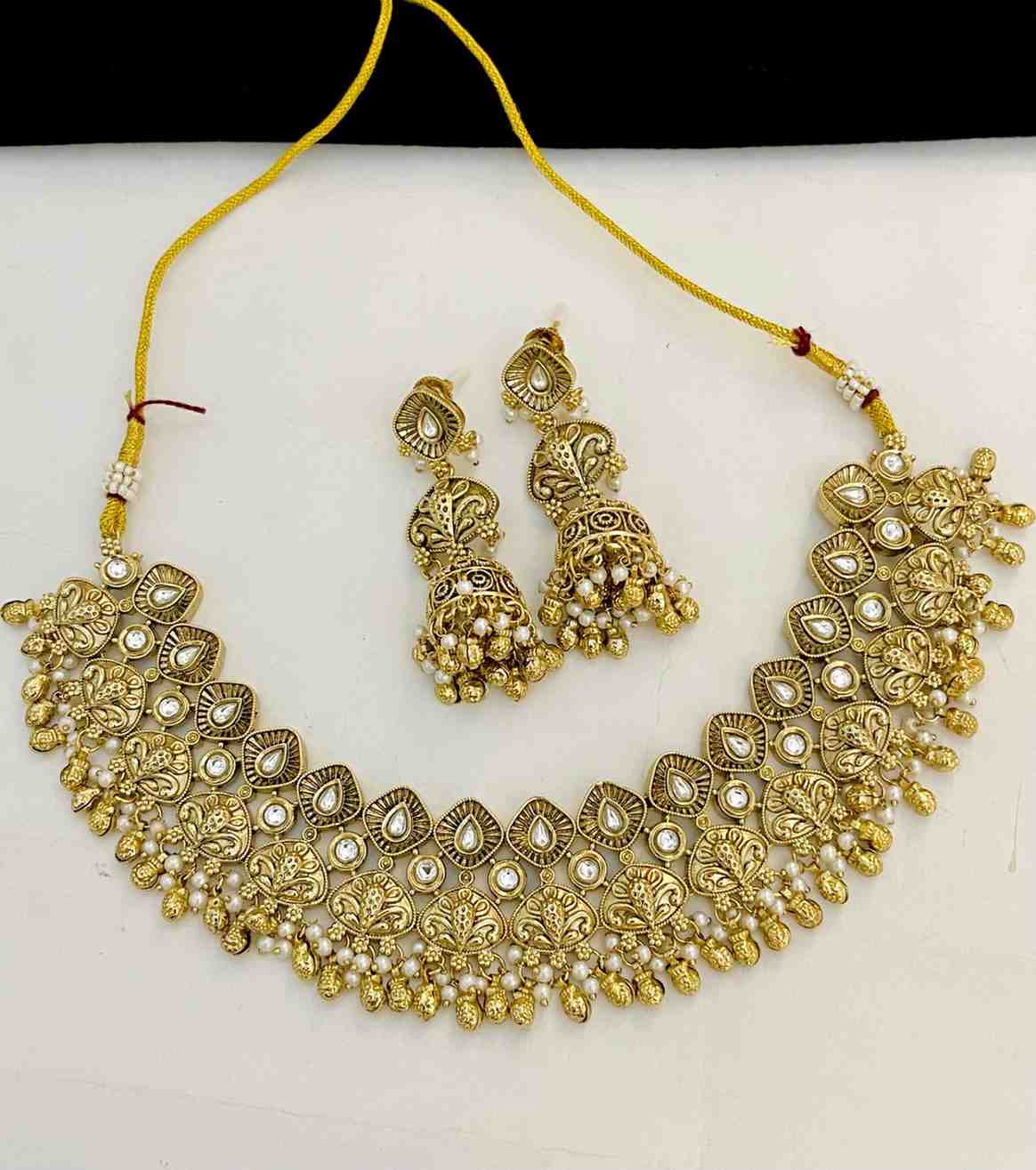 Beautiful Premium Quality Gold Plated Matt Necklace With Beautiful  Earrings And Tika...