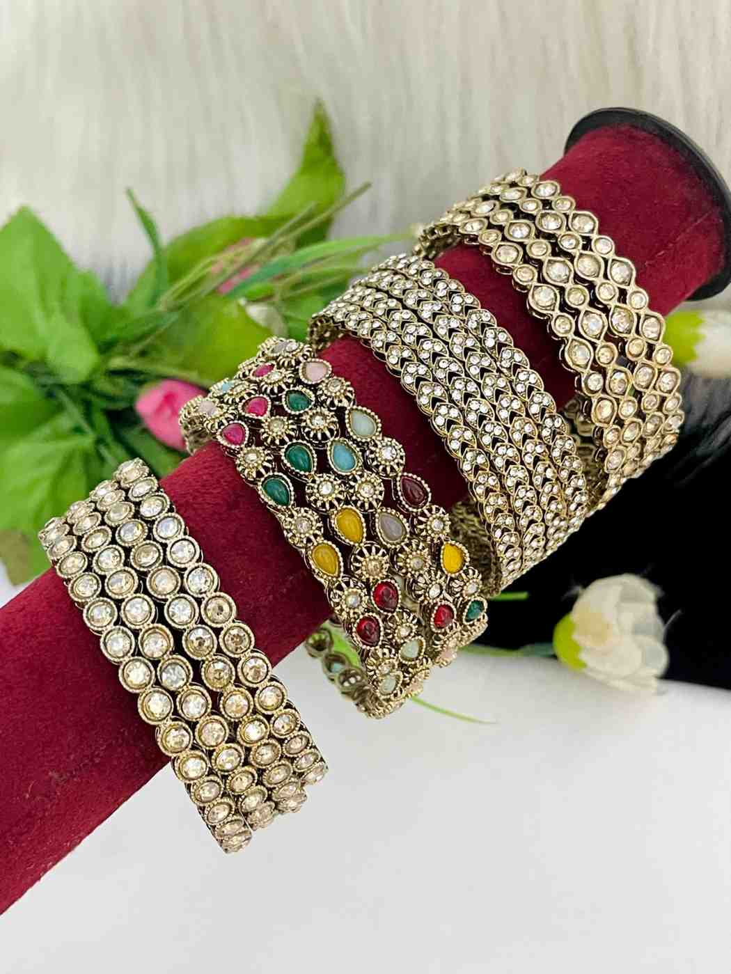 Beautiful Premium Quality Reverse Ad Bangle Set Of 4 Different Designs.... Size 2.4 2.6 2.8 2.10
