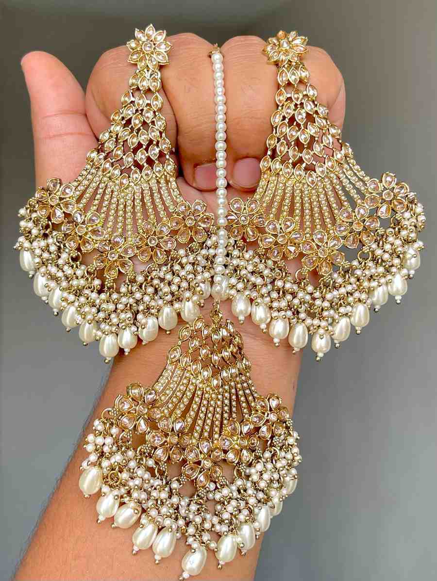 Beautiful Premium Quality Reverse Ad Stone Work Pakistani Statement Earrings And Tika…