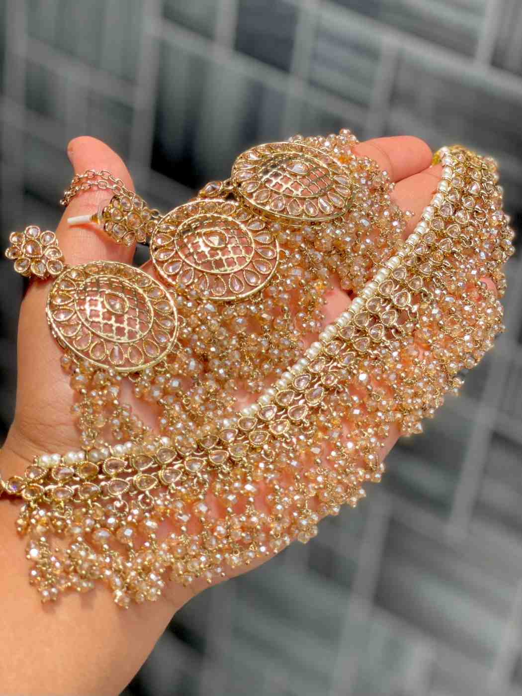 Beautiful Premium Quality Reverse Ad Stone Work Pakistani Necklace With Beautiful Earrings And Tika…