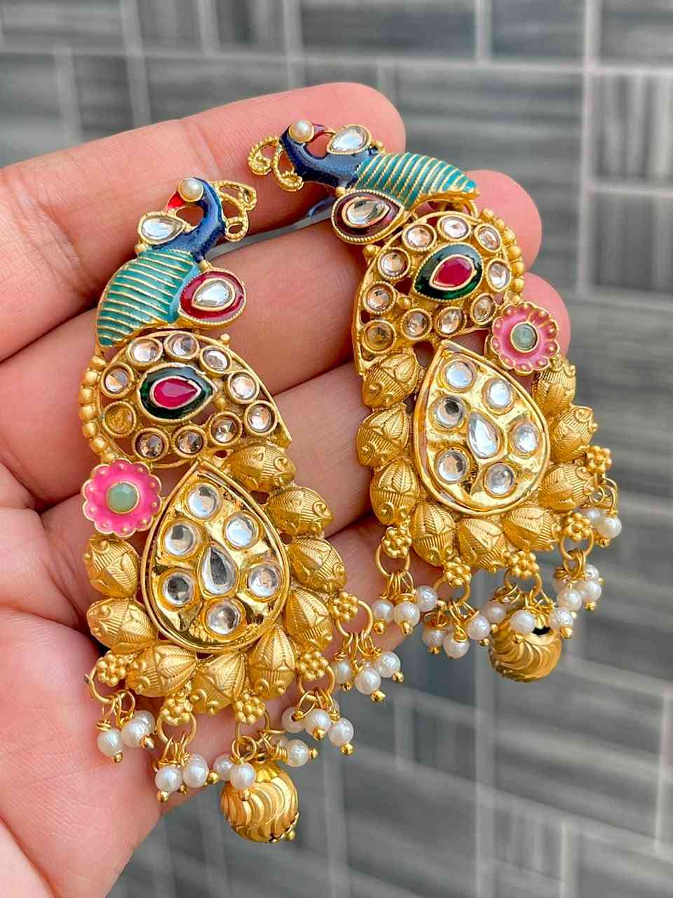 Beautiful Premium Quality Gold Plated Multi Shade Earrings... Single Box Packing...