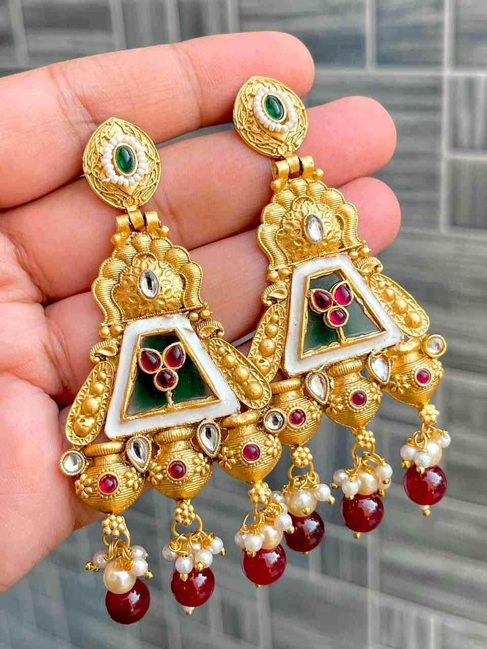 Beautiful Premium Quality Gold Plated Multi Shade Earrings... Single Box Packing...