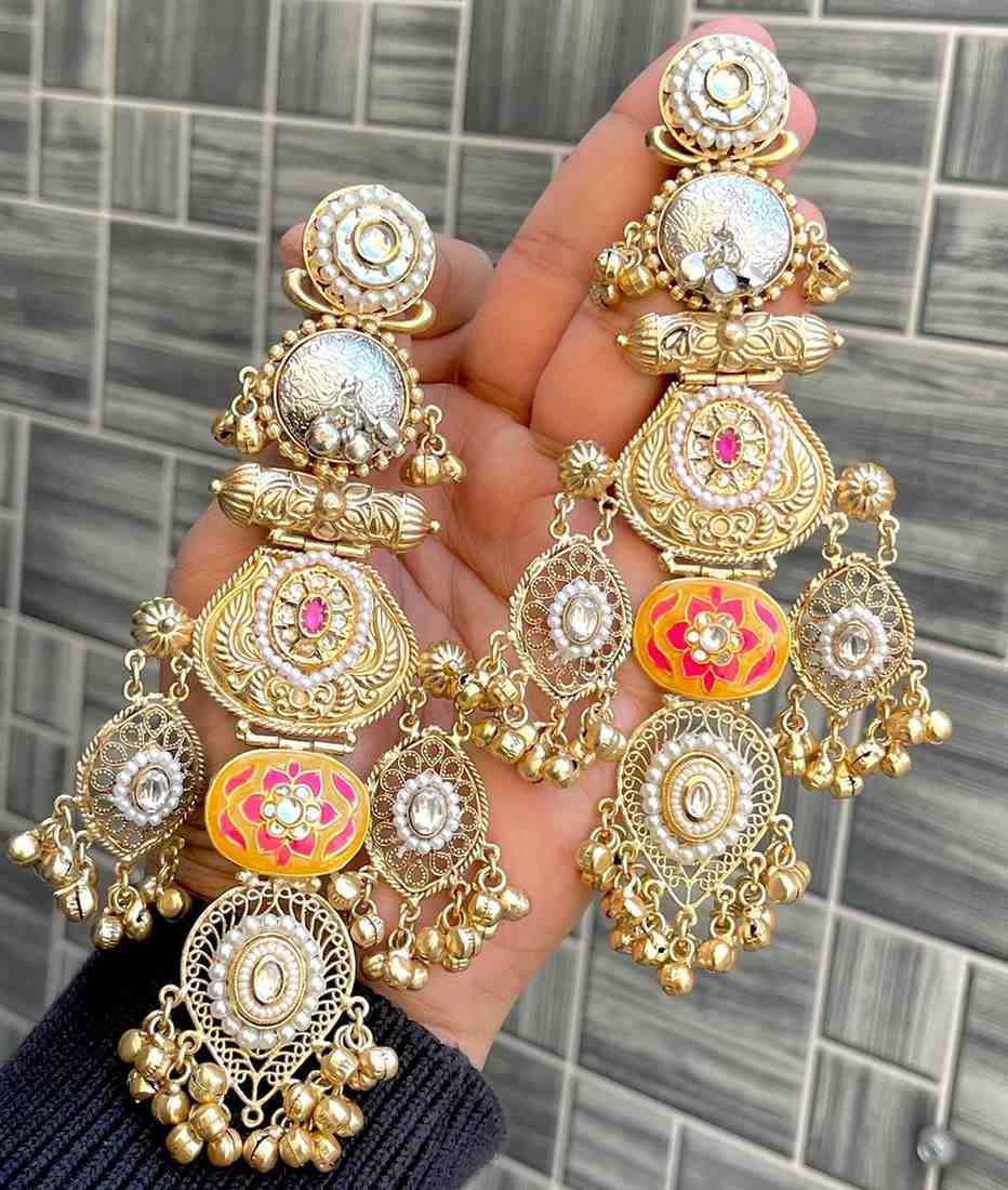 Kashmiri Big Size Jaipuri Statement Earrings