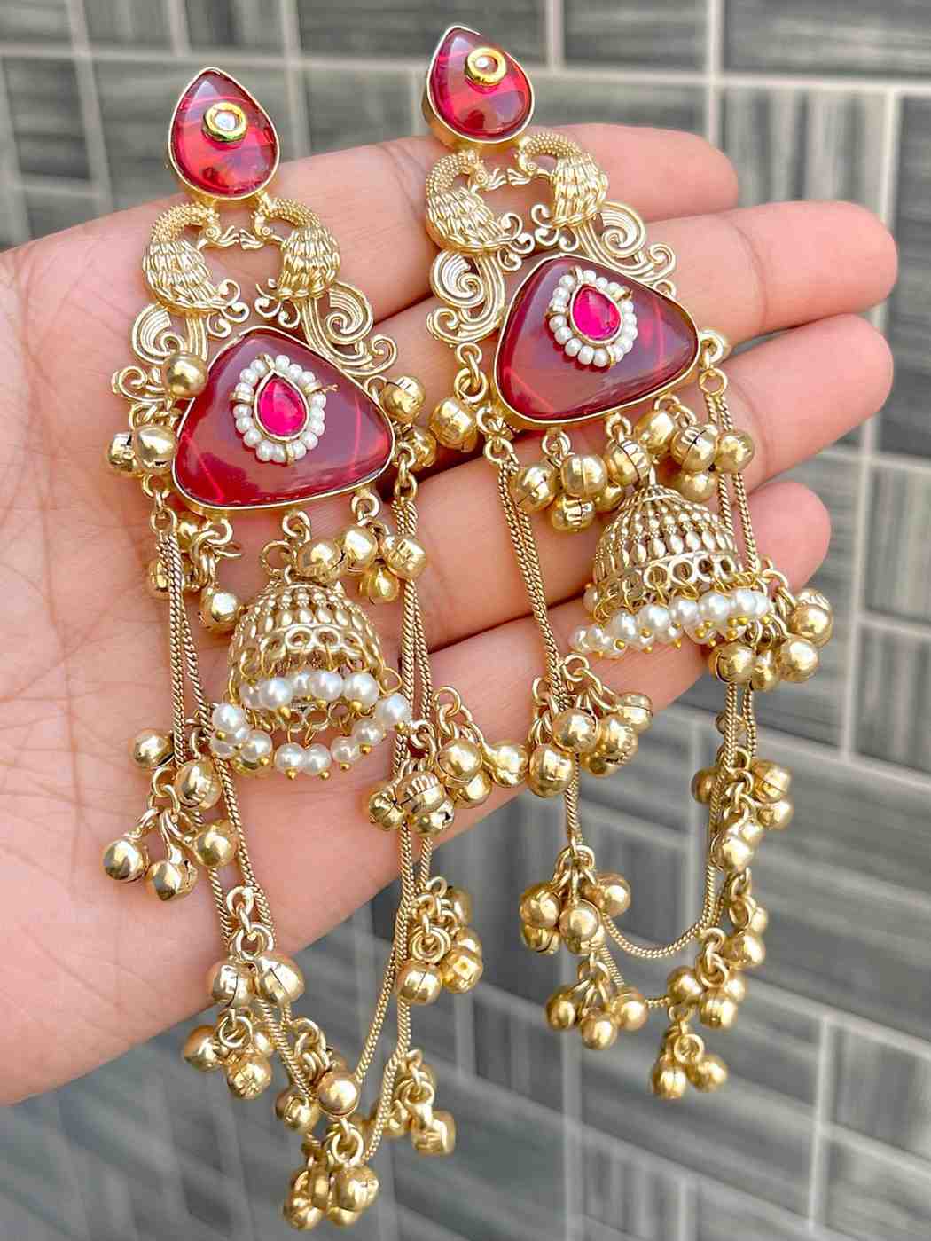 Kashmiri Big Size Jaipuri Statement Earrings