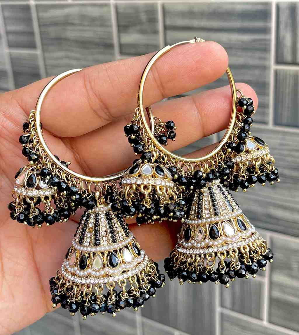 Pakistani Look Mirror Work Bali Jhumka