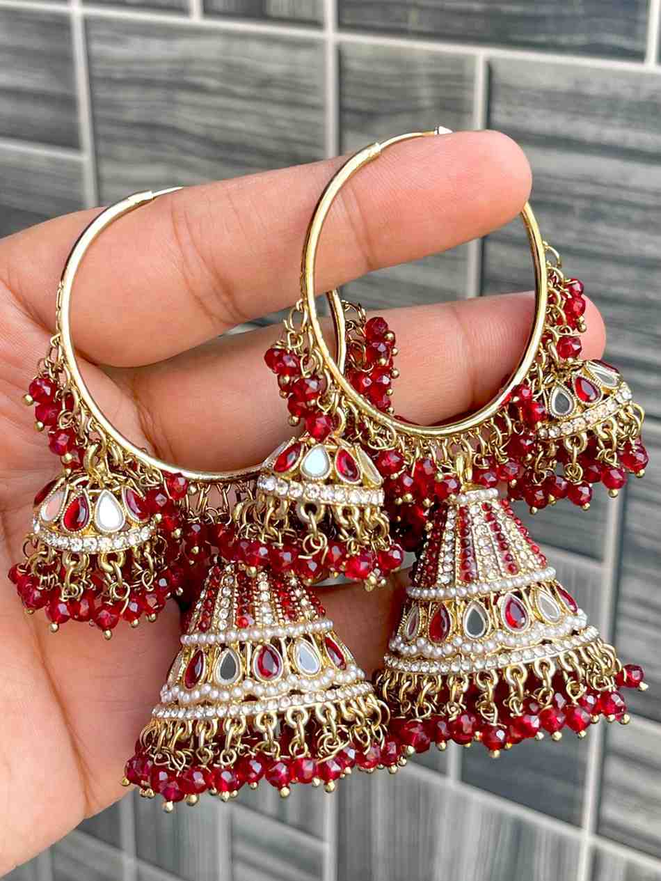 Pakistani Look Mirror Work Bali Jhumka