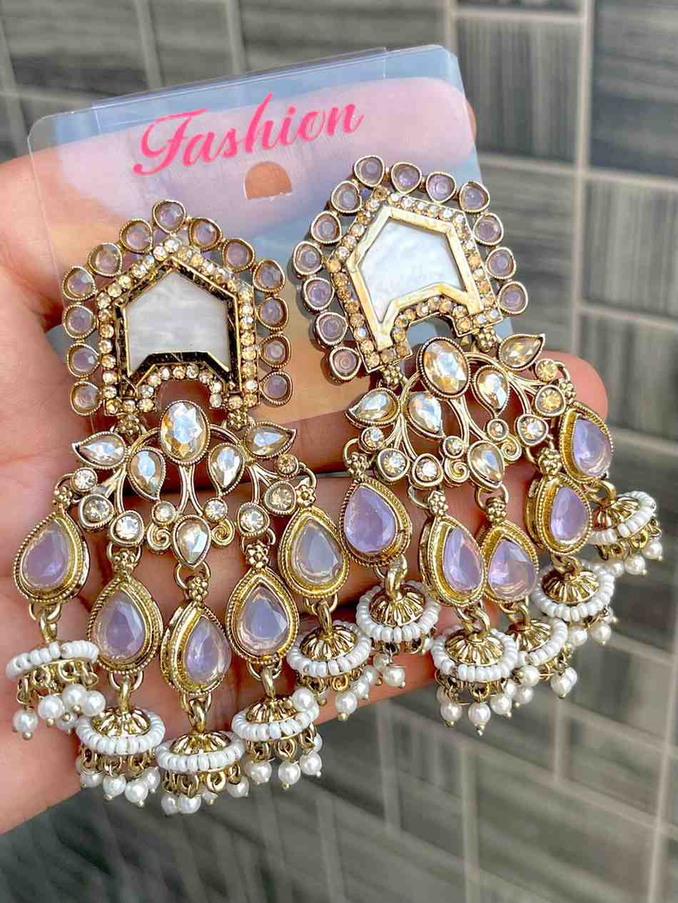 Reverse Ad Stone Work Statement Earrings