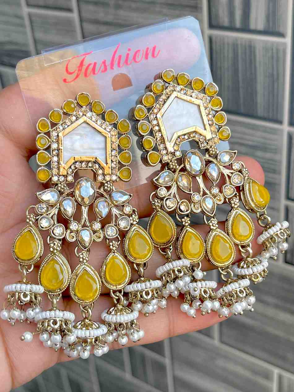Reverse Ad Stone Work Statement Earrings