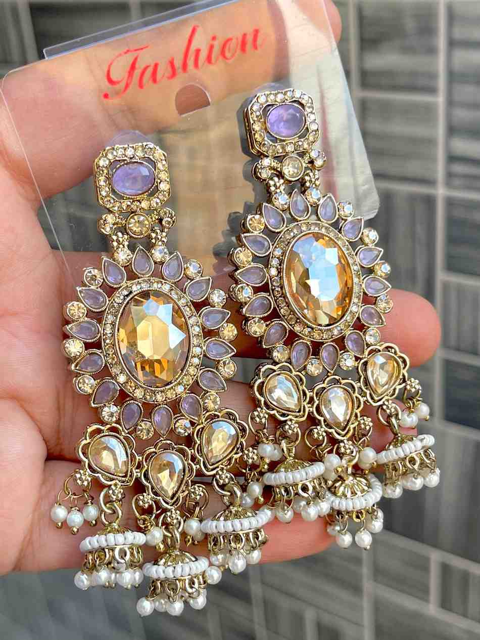 Reverse Ad Stone Work Statement Earrings