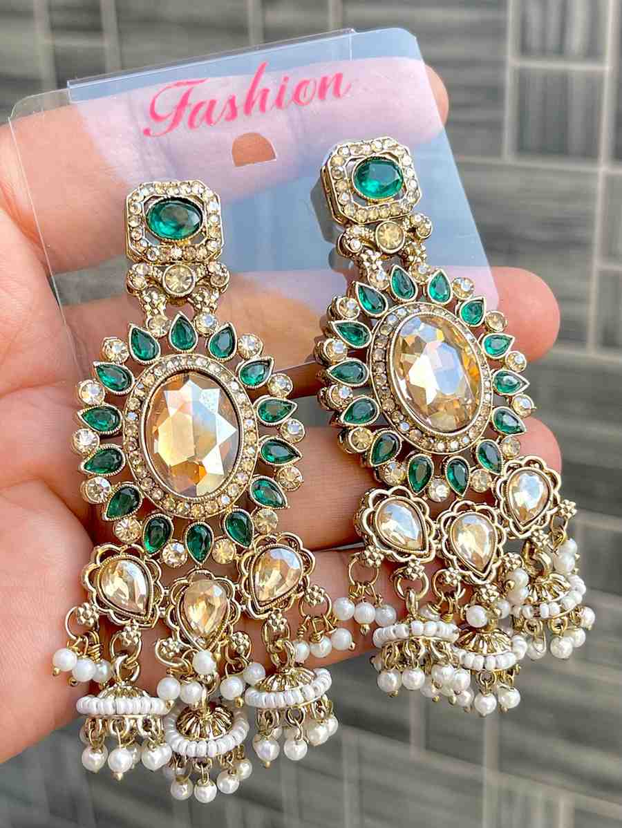 Reverse Ad Stone Work Statement Earrings