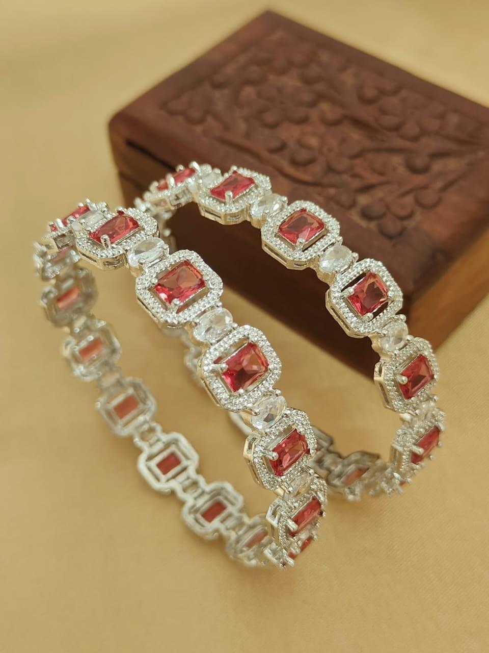 2 Pcs American Diamond Bangle Set