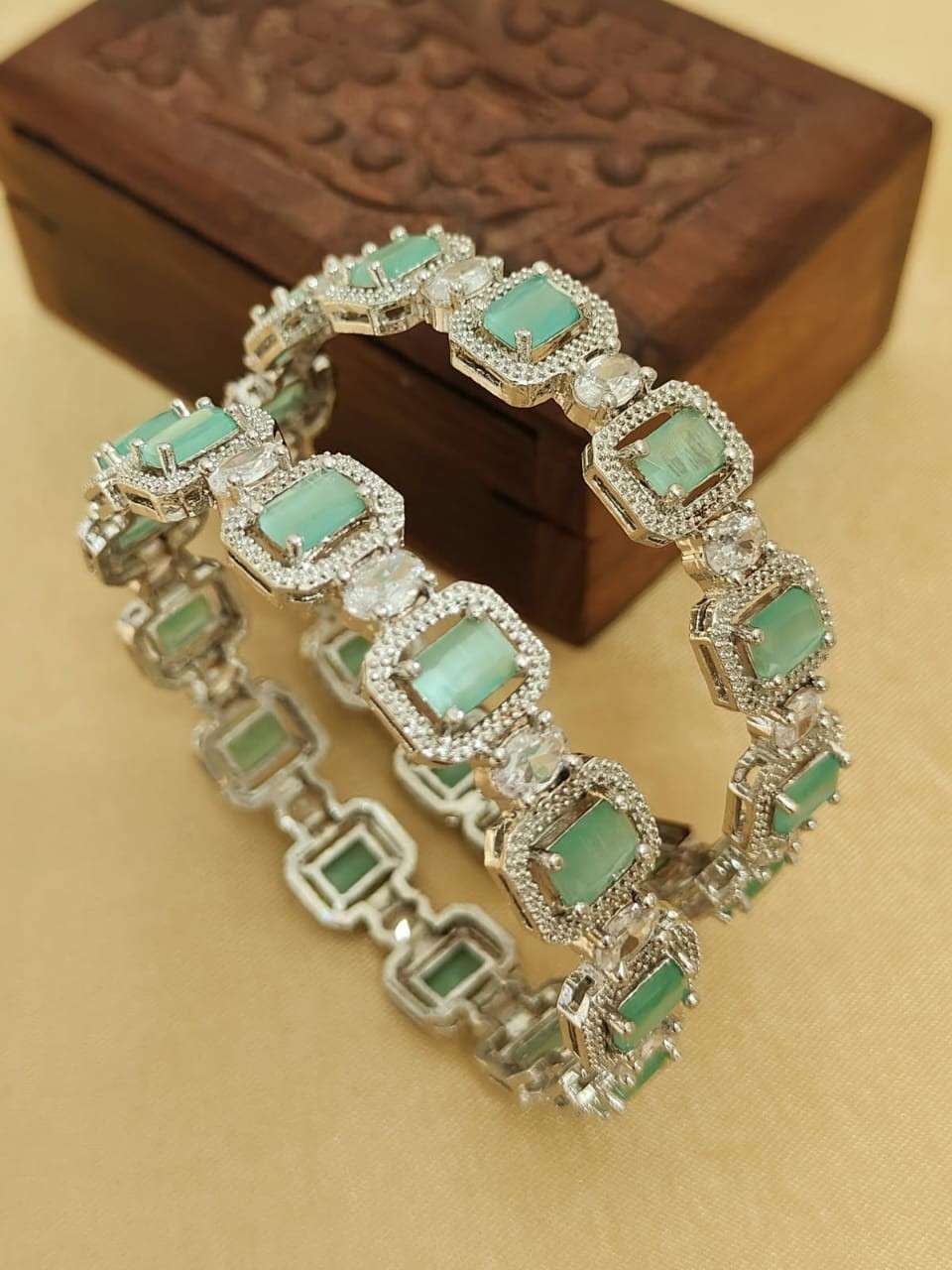 2 Pcs American Diamond Bangle Set