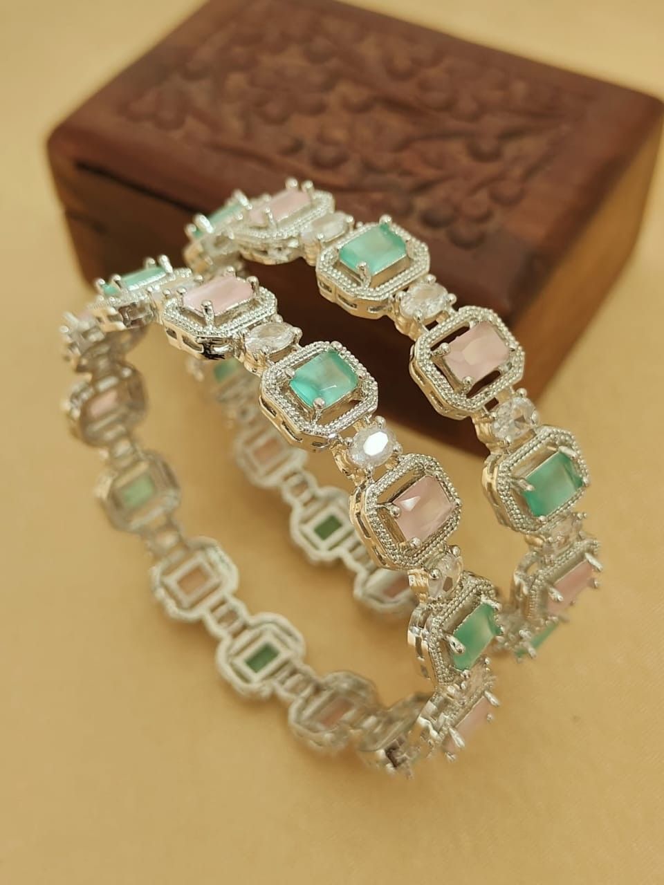 2 Pcs American Diamond Bangle Set