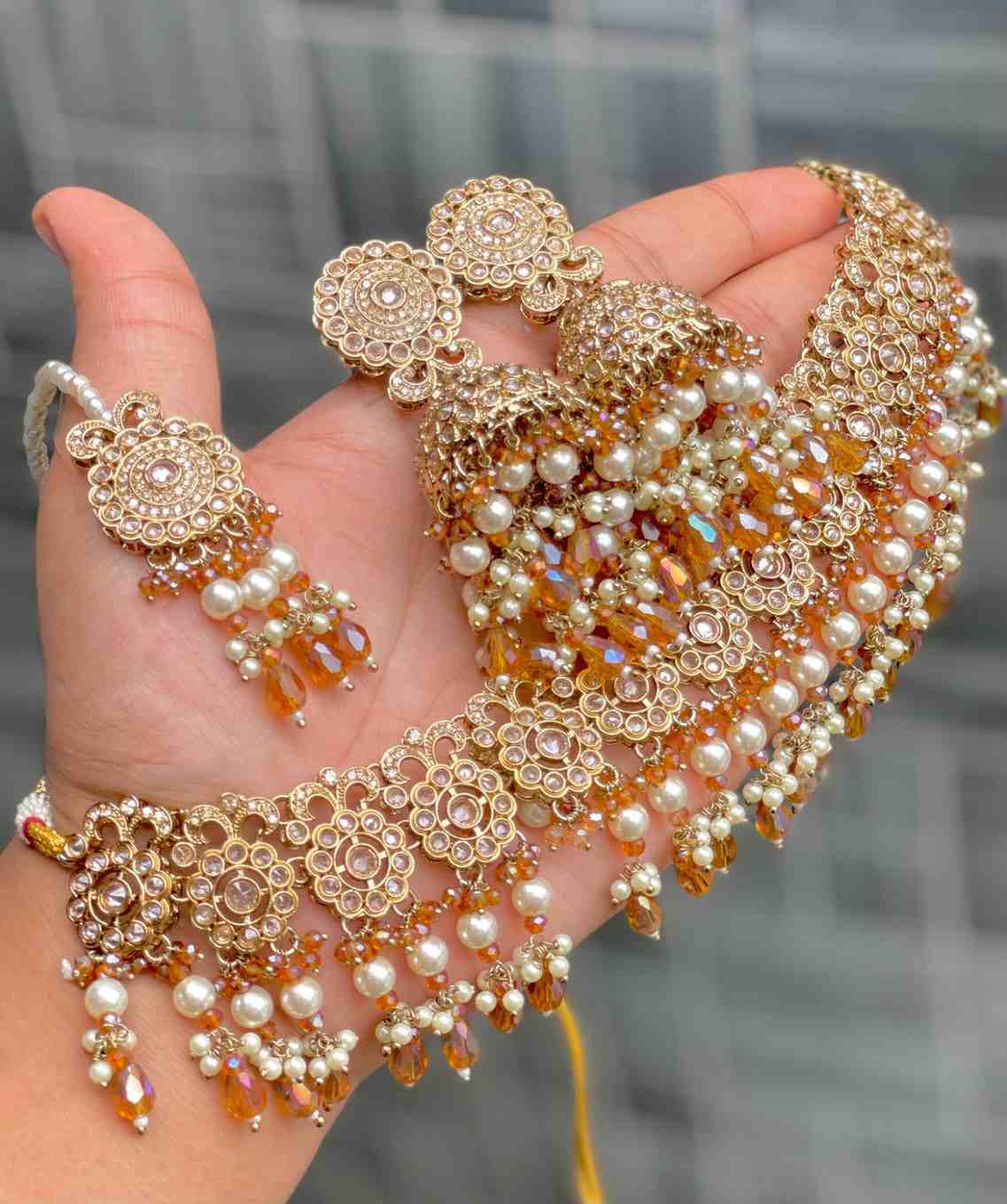 Reverse Ad Chokker With Beautiful Jhumka And Tika