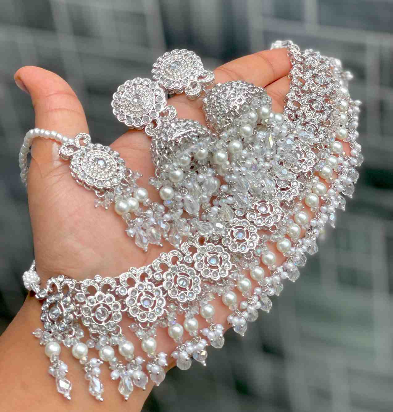 Reverse Ad Chokker With Beautiful Jhumka And Tika