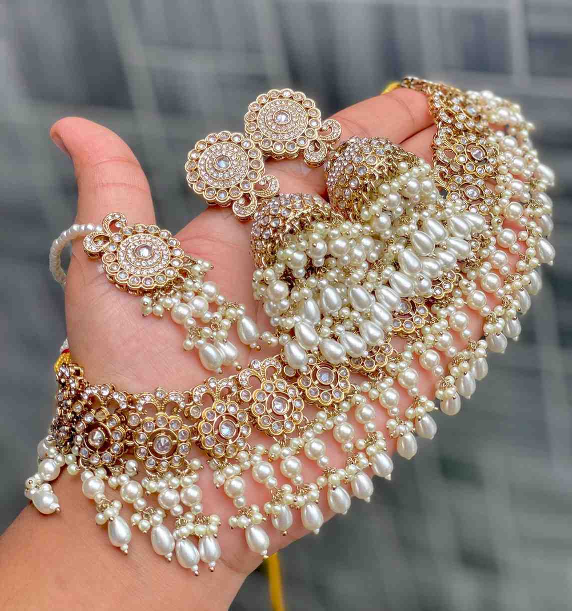 Reverse Ad Chokker With Beautiful Jhumka And Tika