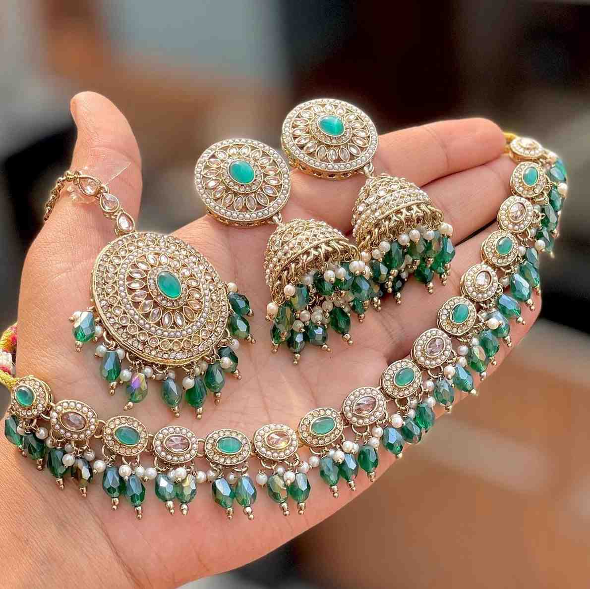 Reverse Ad Chokker With Beautiful Jhumka And Tika