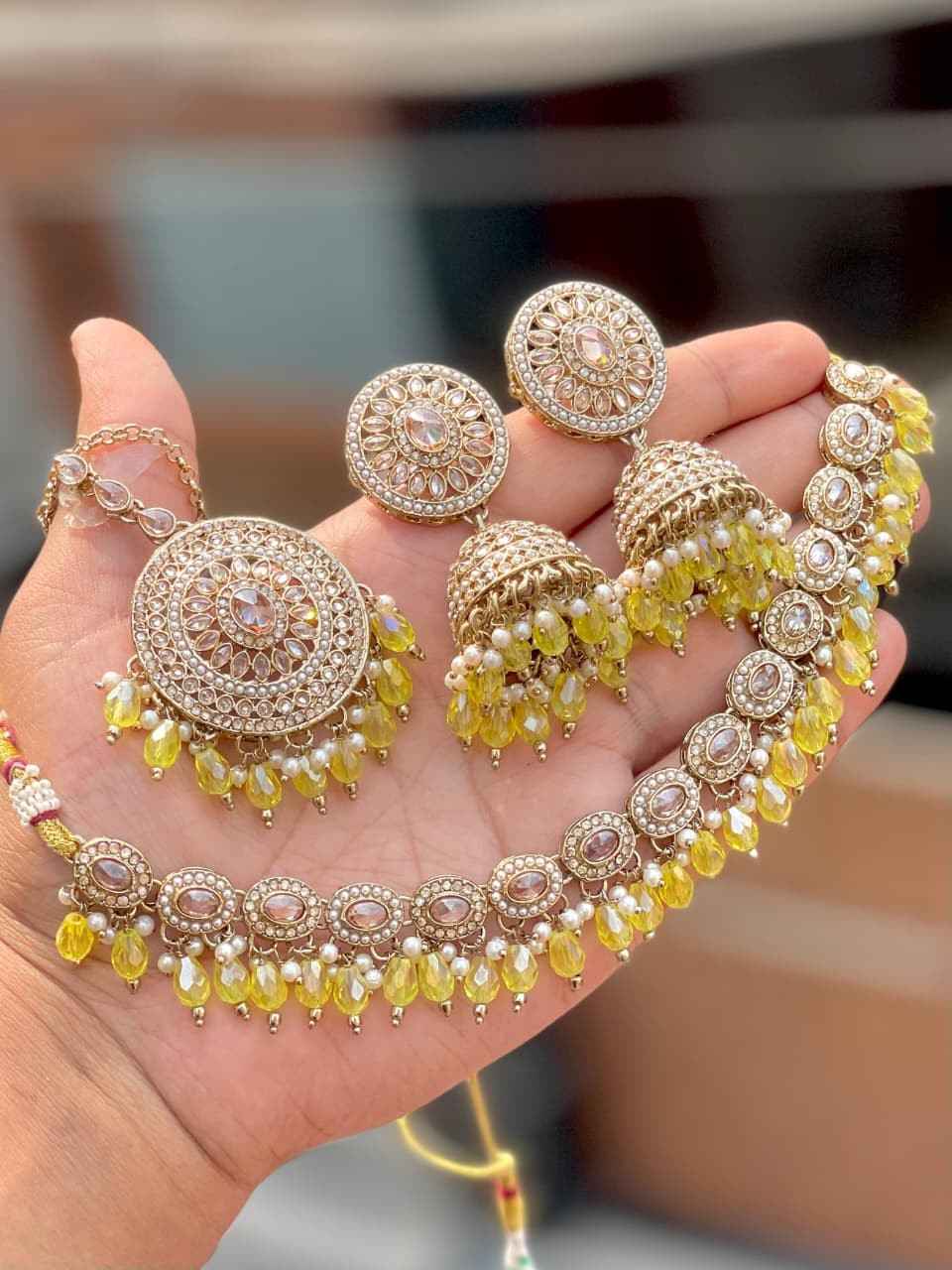 Reverse Ad Chokker With Beautiful Jhumka And Tika